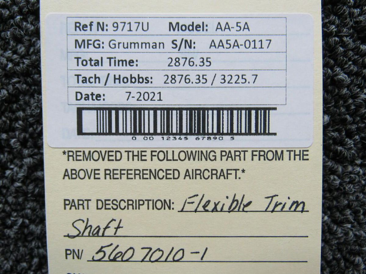 Grumman 5607010-1 Grumman AA-5A Flexible Trim Shaft