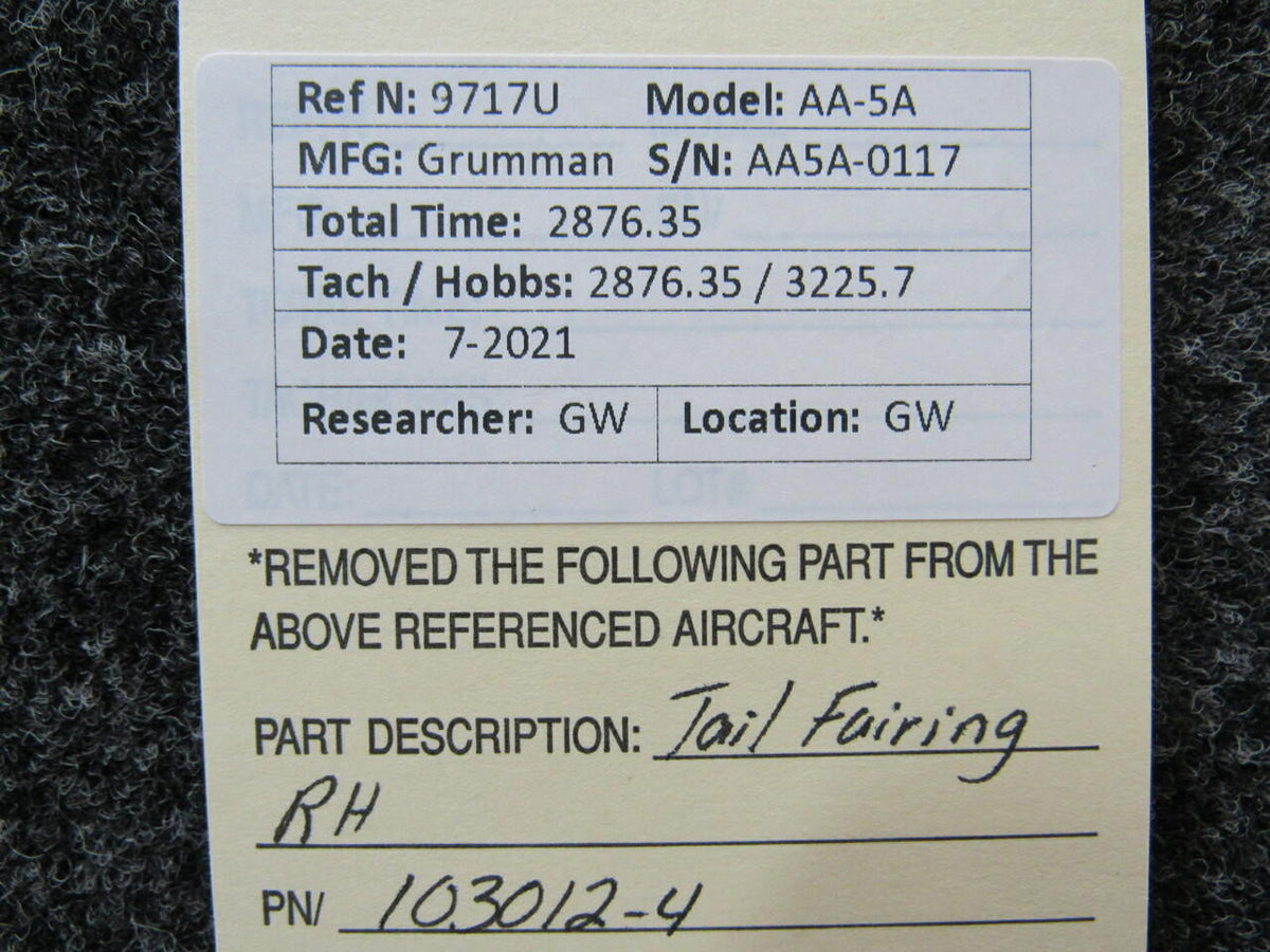 Grumman 103012-3 Grumman AA-5A Tail Fairing RH