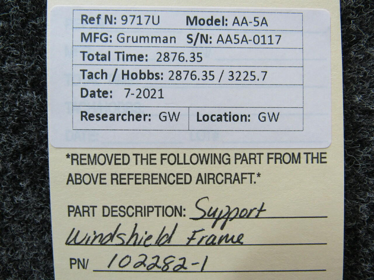 Grumman 102282-1 Grumman AA-5A Support Windshield Frame