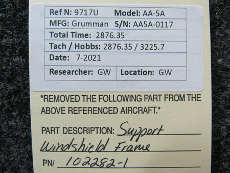 Grumman 102282-1 Grumman AA-5A Support Windshield Frame
