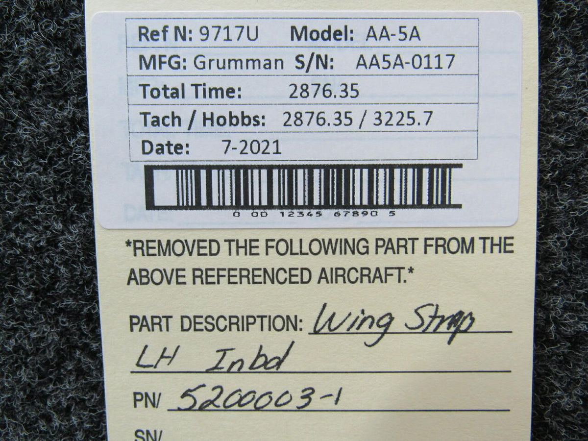 Grumman 5200003-1 Grumman AA-5A Wing Strap LH Inboard