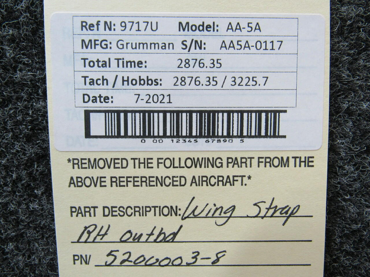 Grumman 5200003-8 Grumman AA-5A Wing Strap RH Outboard