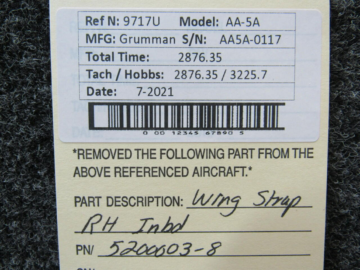Grumman 5200003-8 Grumman AA-5A Wing Strap RH Inboard