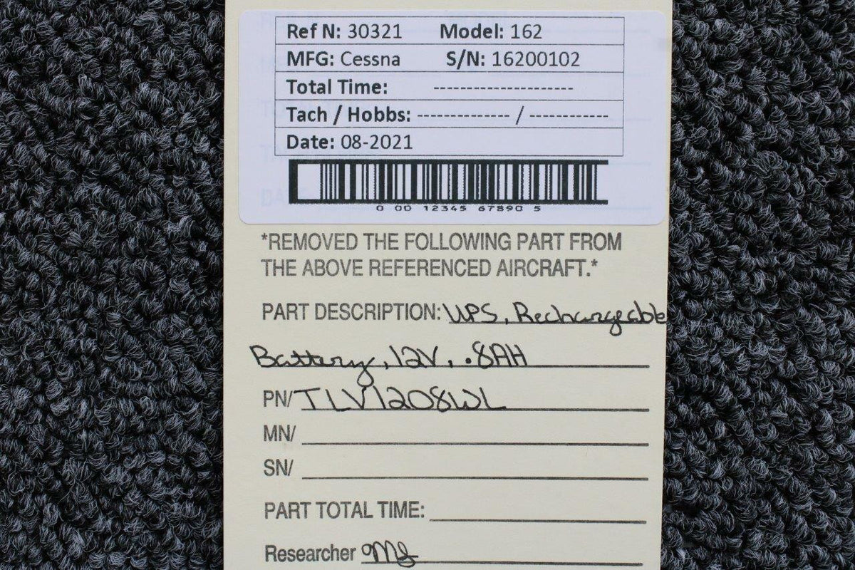 UPS Battery TLV1208WL Cessna 162 UPS Rechargeable Battery Volts 12, Amp Hours 0.8
