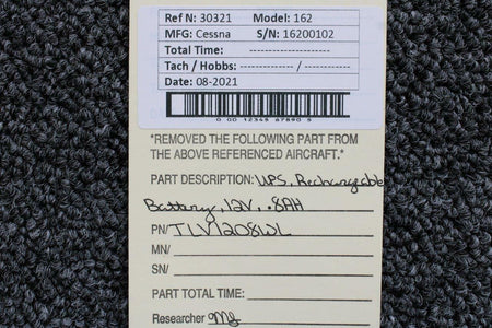 UPS Battery TLV1208WL Cessna 162 UPS Rechargeable Battery Volts 12, Amp Hours 0.8