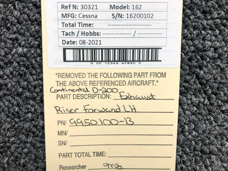 Continental 9950100-13 Cessna 162 Continental O-200 Exhaust Riser Forward LH