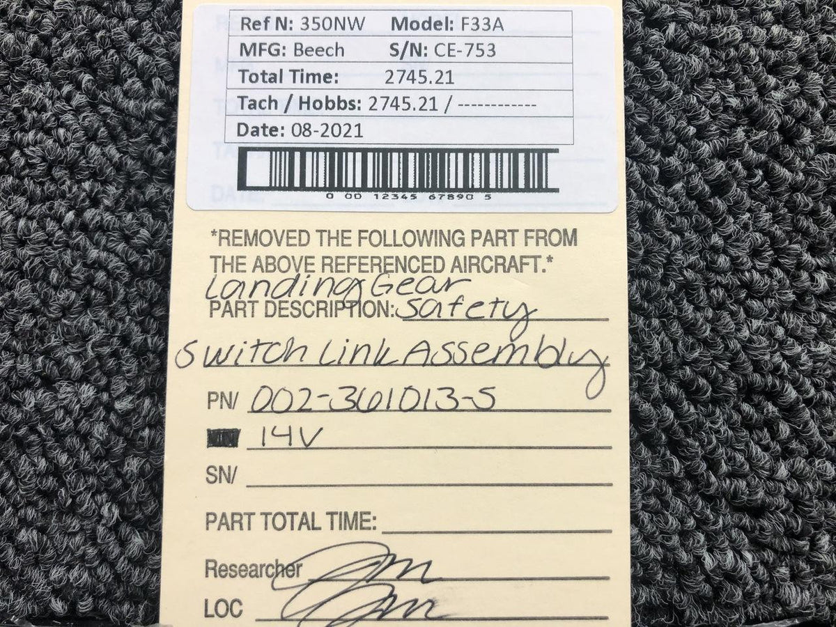 Beech 002-361013-5 Beech F33A Landing Gear Safety Switch Link Assembly