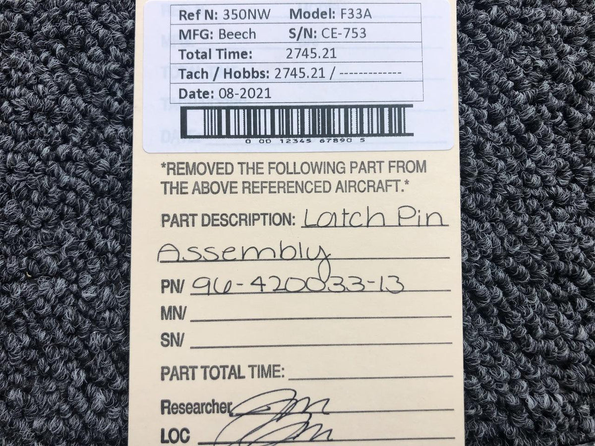 Beech 96-420033-13 Beech F33A Latch Pin Assembly