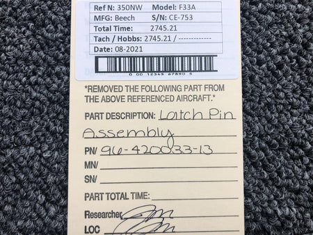 Beech 96-420033-13 Beech F33A Latch Pin Assembly