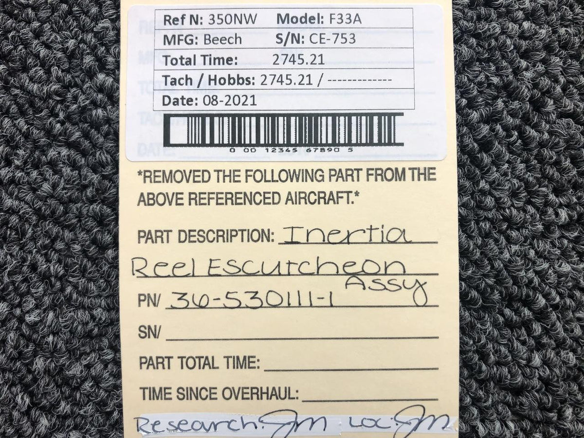 Beech 36-530111-1 Beech F33A Inertia Reel Escutcheon Assembly