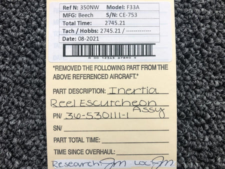 Beech 36-530111-1 Beech F33A Inertia Reel Escutcheon Assembly