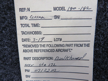 Cessna 0712202 Cessna 180-182 Bulkhead Assembly STA 172