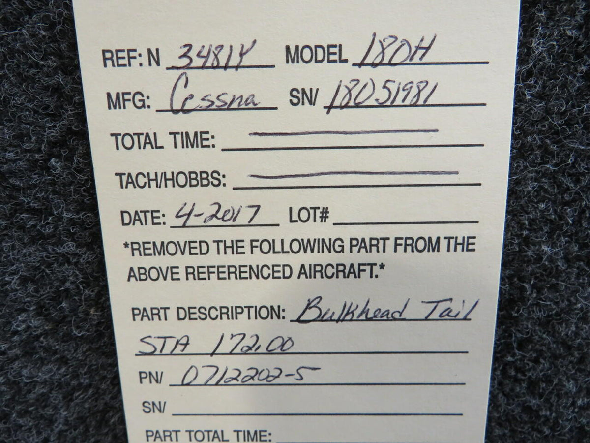 Cessna 0712202-5 Cessna 180H Bulkhead Tail STA 172.00