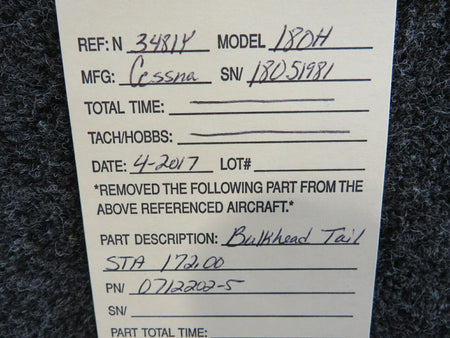 Cessna 0712202-5 Cessna 180H Bulkhead Tail STA 172.00