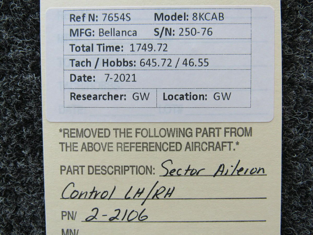Bellanca 2-2106 Bellanca 8KCAB Sector Aileron Control LH / RH
