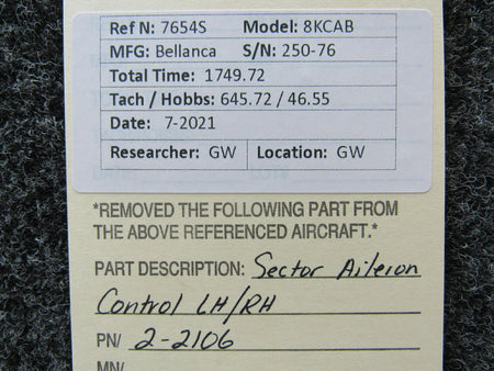 Bellanca 2-2106 Bellanca 8KCAB Sector Aileron Control LH / RH