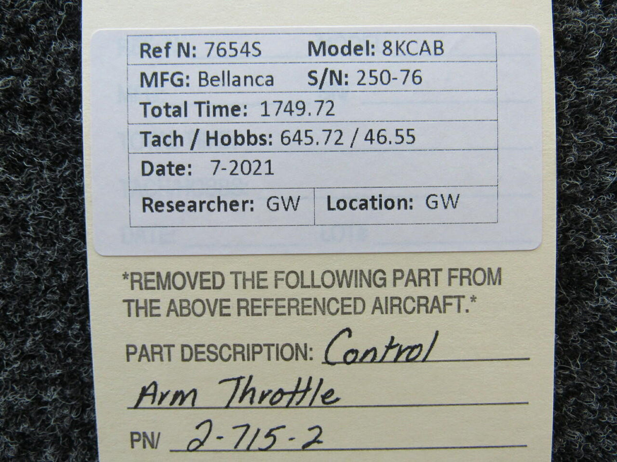 Bellanca 2-715-2 Bellanca 8KCAB Control Arm Throttle