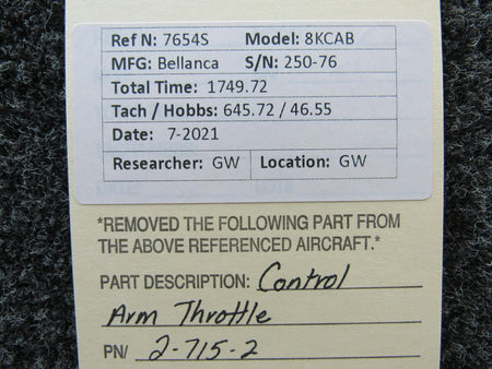 Bellanca 2-715-2 Bellanca 8KCAB Control Arm Throttle