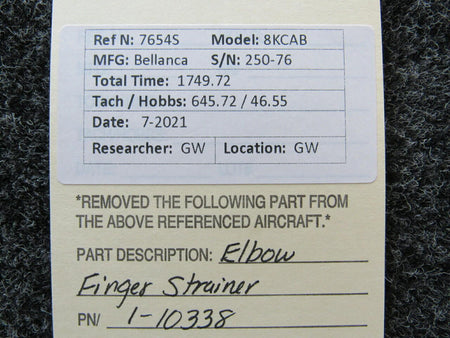 Bellanca I-10338 Bellanca 8KCAB Elbow Finger Strainer