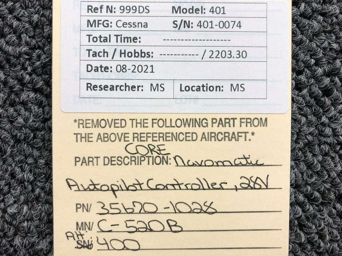Navomatic 35670-1028 M/N C-520B Cessna 401 Navomatic Autopilot Controller 28V CORE