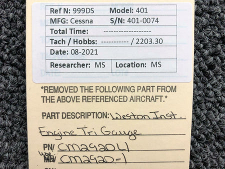 WESTON CM2920L1 Cessna 401 Weston Inst Engine Tri-Gauge