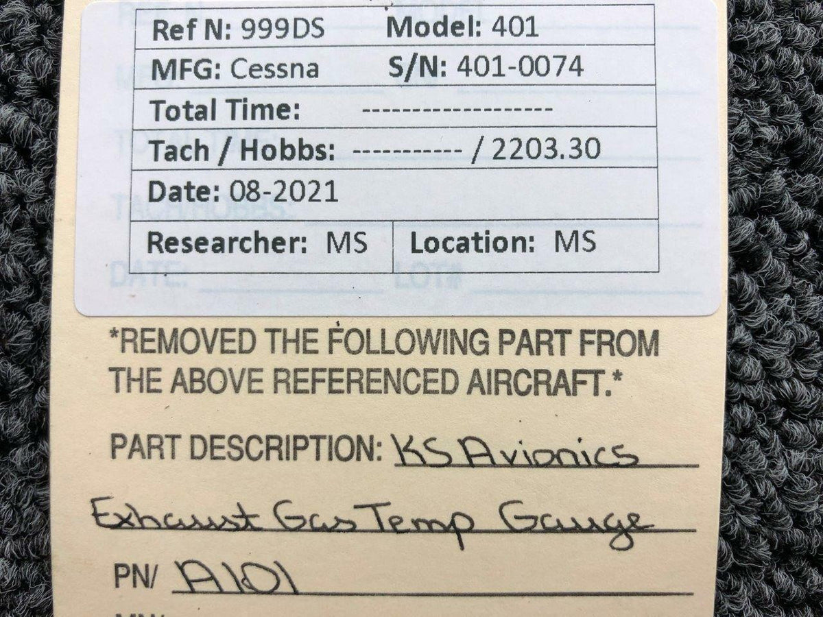 KS Avionics A101 Cessna 401 KS Avionics Exhaust Gas Temperature Gauge