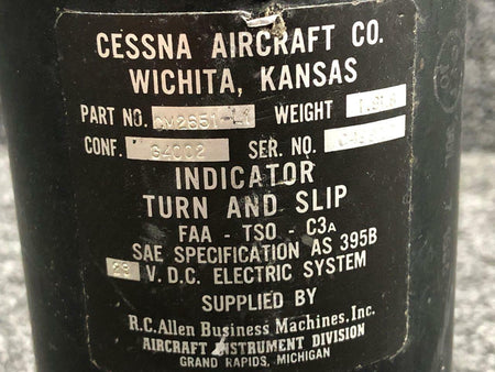 CM2651-L1 Cessna 401 RC Allen Turn & Slip Indicator (Volts: 28) BAS Part Sales | Airplane Parts