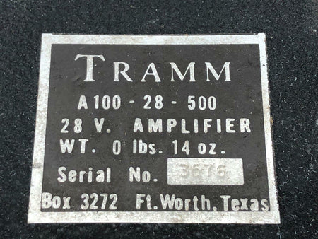 Tramm Corp A100-28-500 Cessna 401 Tramm Amplifier Volts 28
