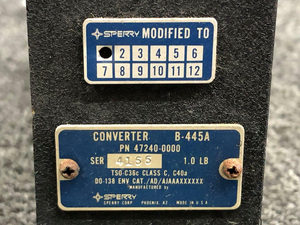 Sperry Corp 47240-0000 M/N B-445A Sperry Corp VOR / LOC Converter W/ Tray 28V