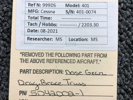Cessna 5042002-1 Cessna 401 Nose Gear Drag Brace Truss