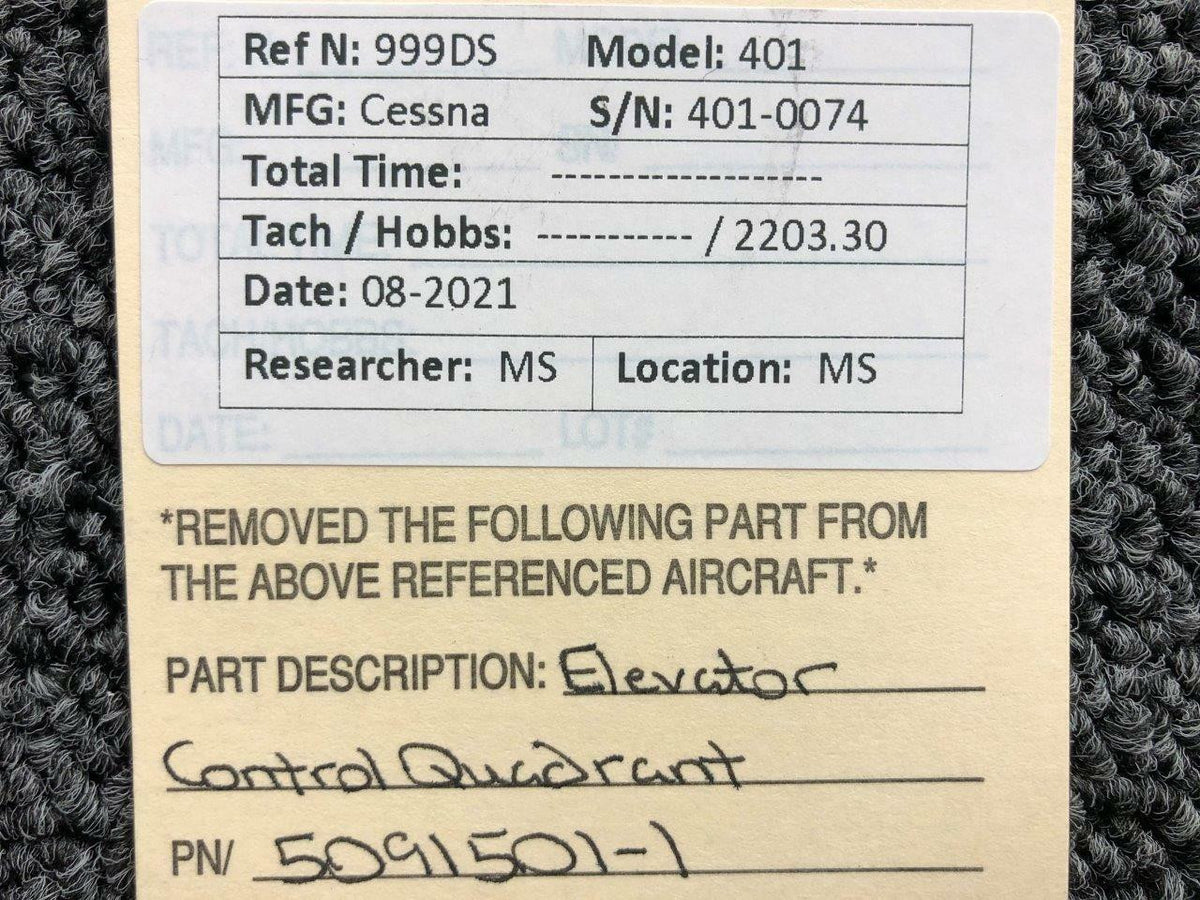 Cessna 5091501-1 Cessna 401 Elevator Control Quadrant