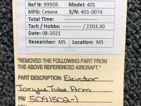 5091502-1 Cessna 401 Elevator Torque Tube Arm BAS Part Sales | Airplane Parts