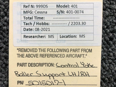 Cessna 5015017-1 Cessna 401 Control Yoke Roller Support LH / RH