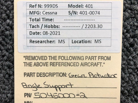 Cessna 5045000-2 Cessna 401 Landing Gear Actuator Angle Support