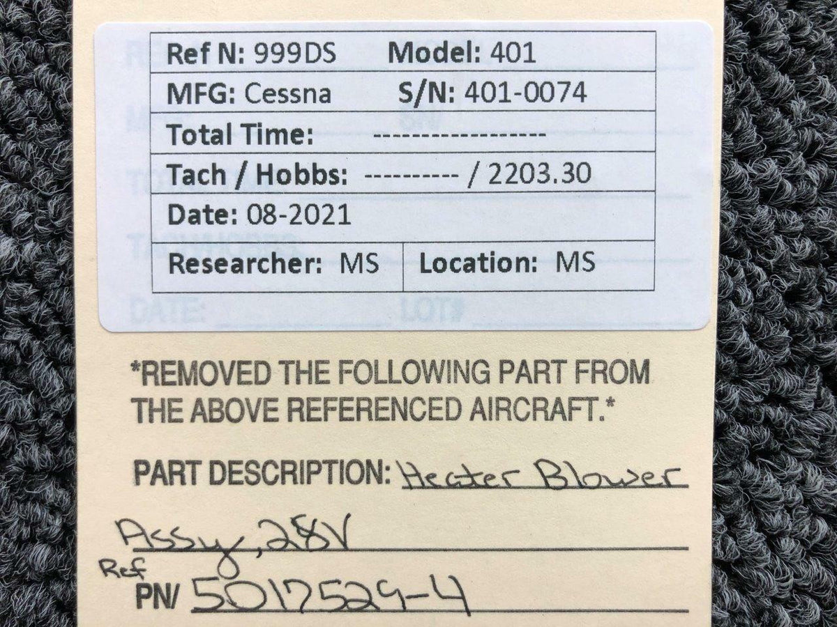 Cessna 5017529-4 Cessna 401 Heater Blower Assembly Volts 28