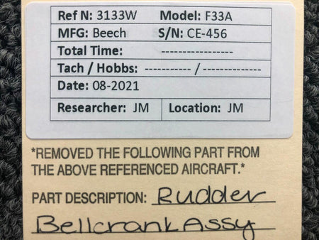 Beechcraft F33A Rudder Bellcrank Assembly BAS Part Sales | Airplane Parts