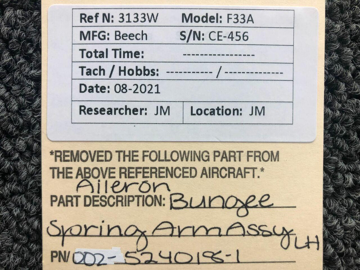 Beechcraft 002-524018-1 Beechcraft F33A Aileron Bungee Spring Arm Assembly LH