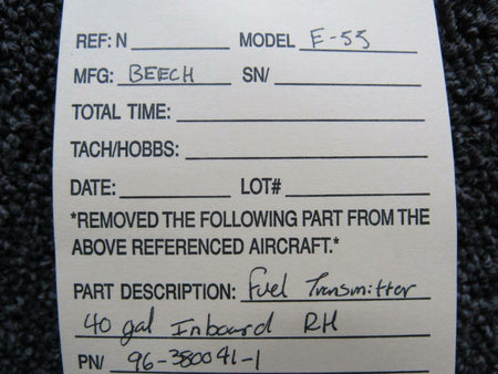 Beechcraft 96-380041-1 Beechcraft E-55 Fuel Transmitter 40 Gallon Inboard RH SA