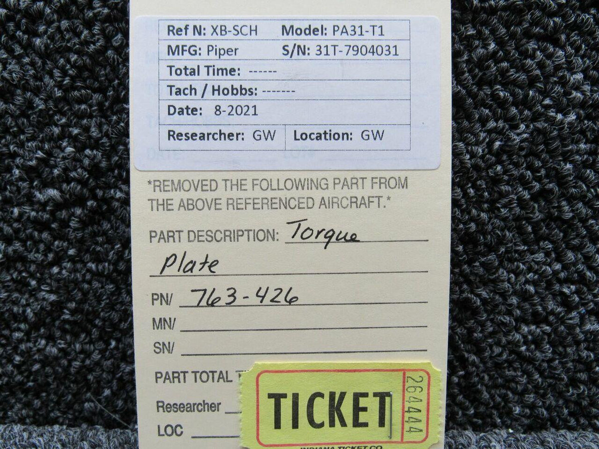 Piper 763-426 Piper PA31-T1 Torque Plate Assembly