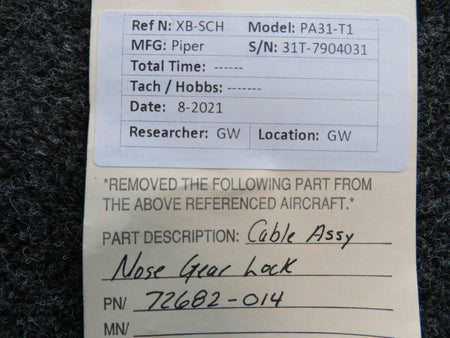 Piper 72682-014 Piper PA31-T1 Cable Assembly Nose Gear Lock