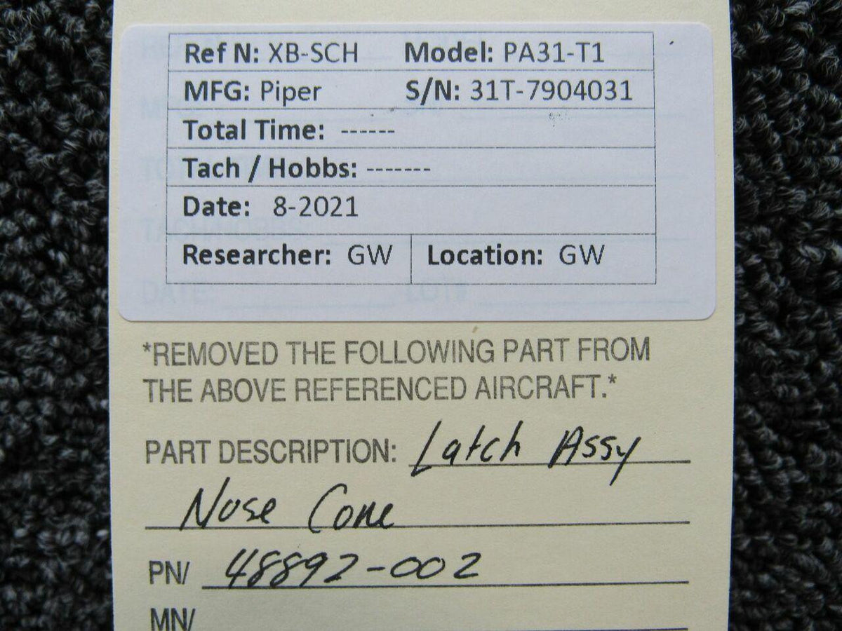 Piper 48892-002 Piper PA31-T1 Latch Assembly Nose Cone