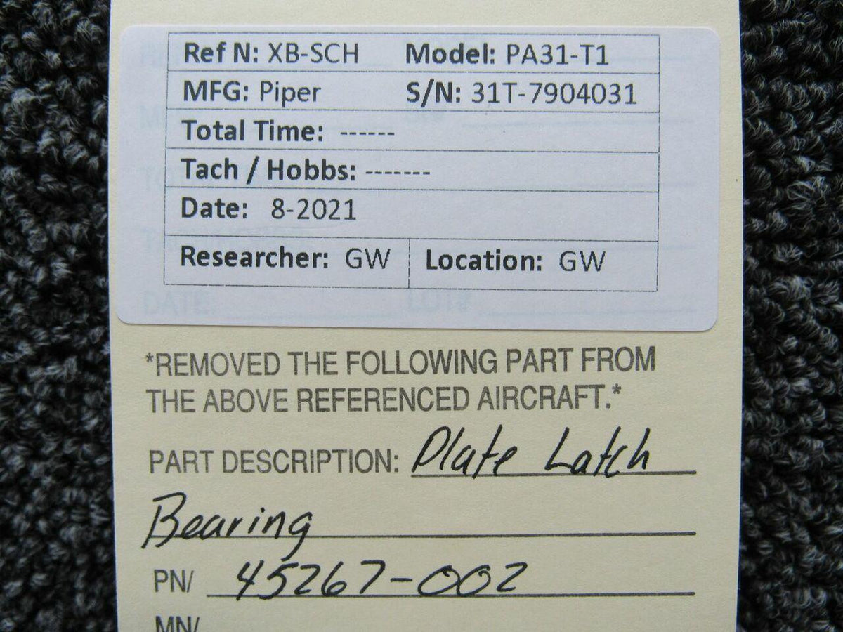 45267-002 Piper PA31-T1 Latch Bearing BAS Part Sales | Airplane Parts