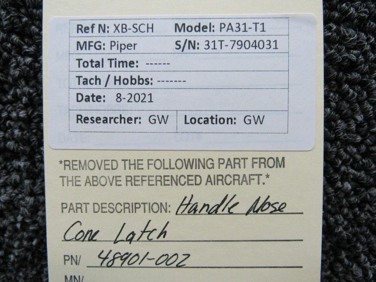 Piper 48901-002 Piper PA31-T1 Handle Assembly Nose Cone Latch
