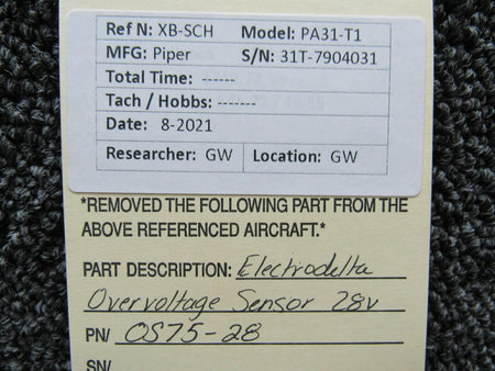Electrodelta OS75-28 Piper PA31-T1 Electrodelta Overvoltage Sensor Volts 28