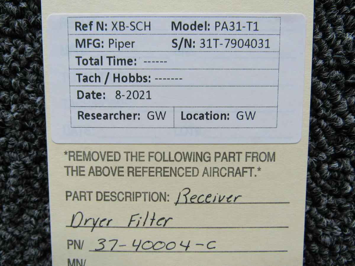 Piper 37-40004-C Piper PA31-T1 Receiver Dryer Filter
