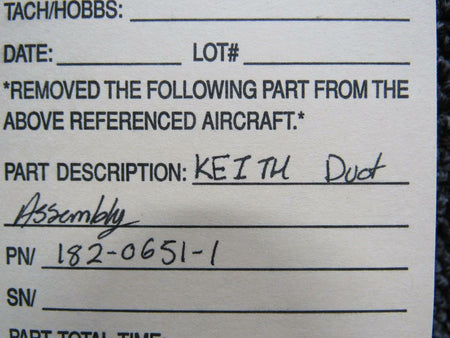 Keith Products 1820651-1 Keith Products Duct Assembly NEW OLD STOCK SA