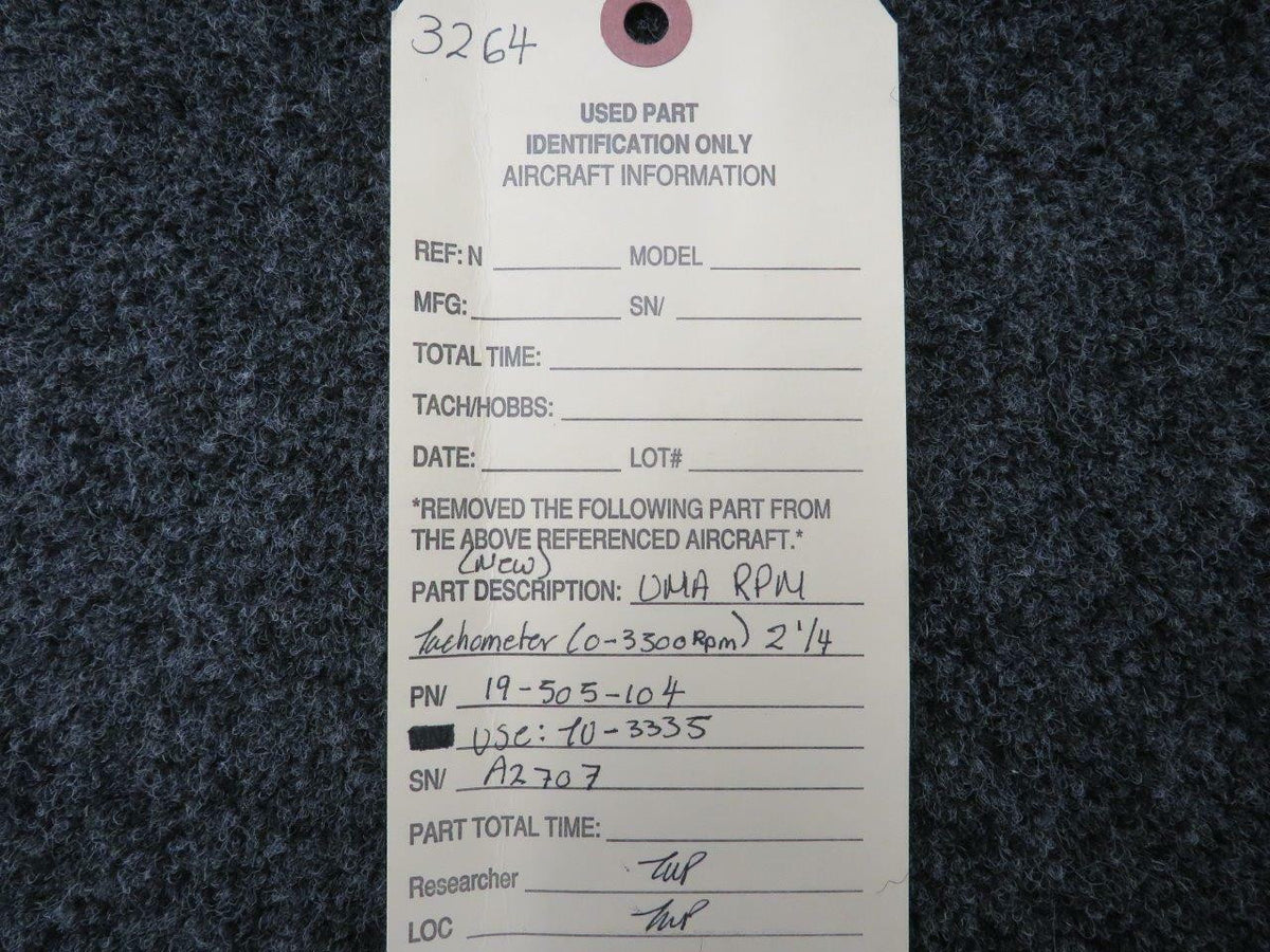 19-505-104 (USE: TU-3335) UMA Tachometer (NEW OLD STOCK) BAS Part Sales | Airplane Parts