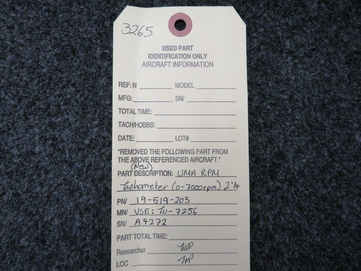 UMA 19-519-203 USE TU-7256 UMA Tachometer NEW OLD STOCK