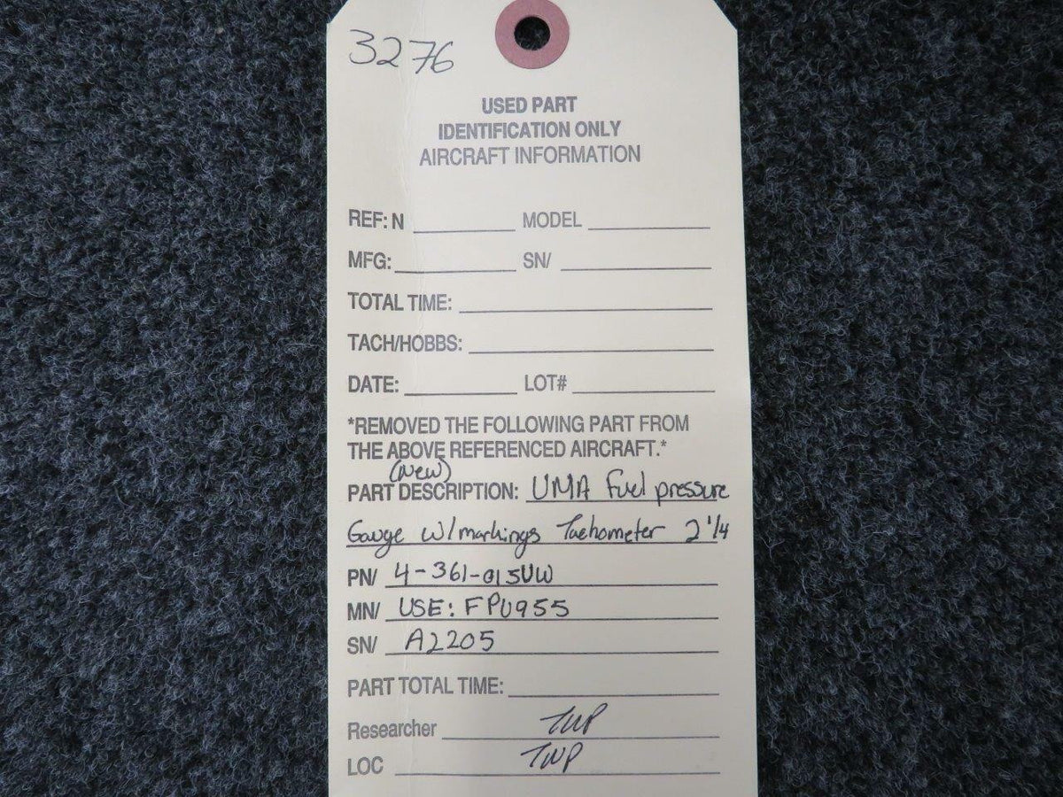 UMA 4-361-015UW USE FPU955 UMA Fuel Pressure Gauge NEW OLD STOCK