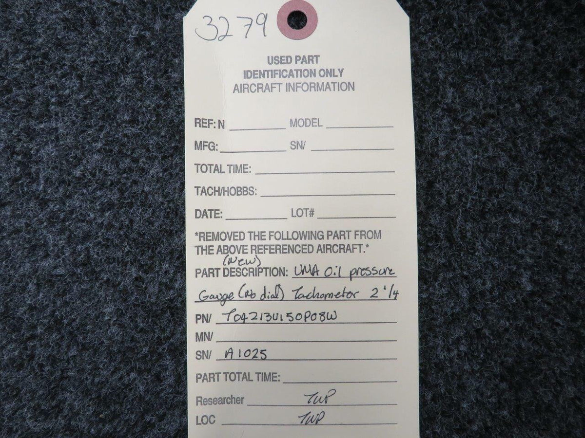 T04213U150P08W UMA Oil Pressure Indicator  (NO DIAL) (NOS) BAS Part Sales | Airplane Parts
